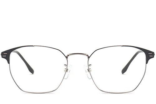 Lunettes en métal gris semi-cerclées #BS0406-0254