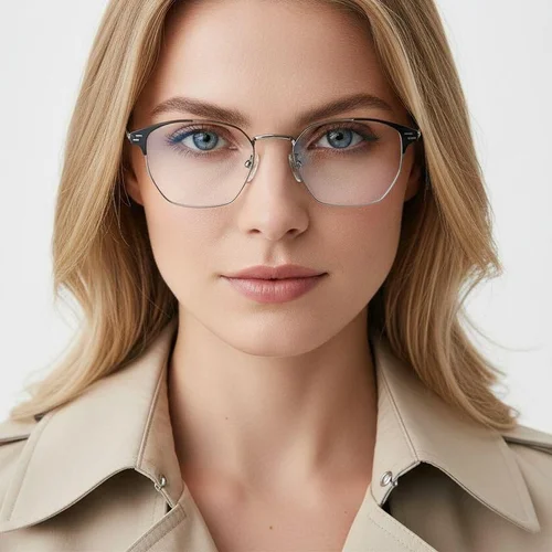Lunettes en métal gris semi-cerclées #BS0406-0254