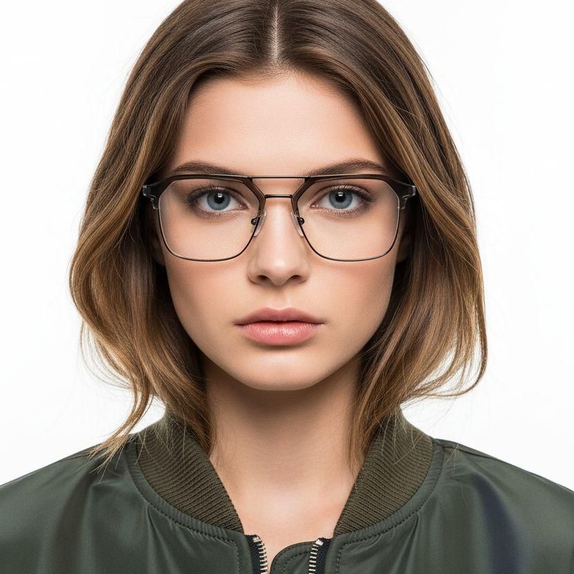 Lunettes TR90 marron semi-cerclées #BS0406-0258
