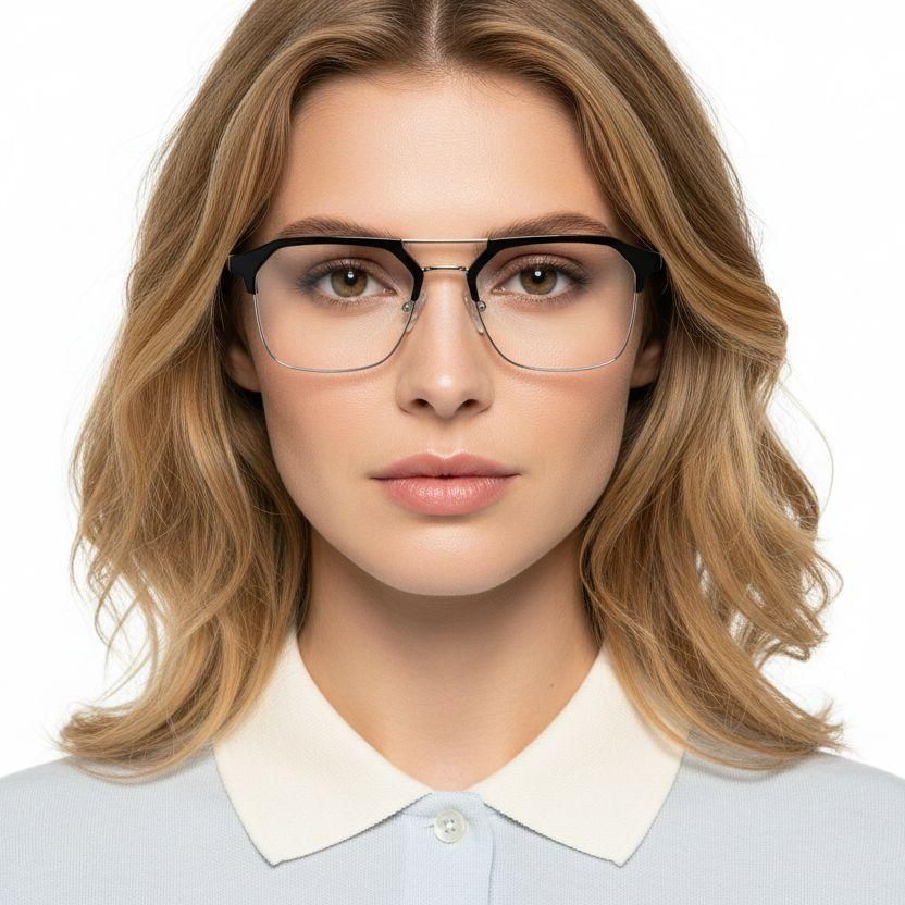 Semi-rimless Silver TR90 Glasses #BS0406-0259