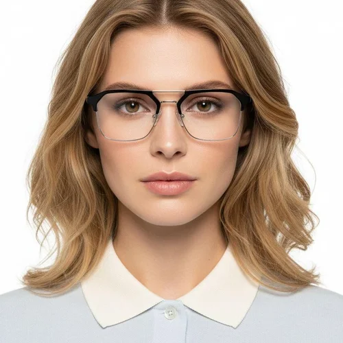 Lunettes TR90 argentées semi-cerclées #BS0406-0259