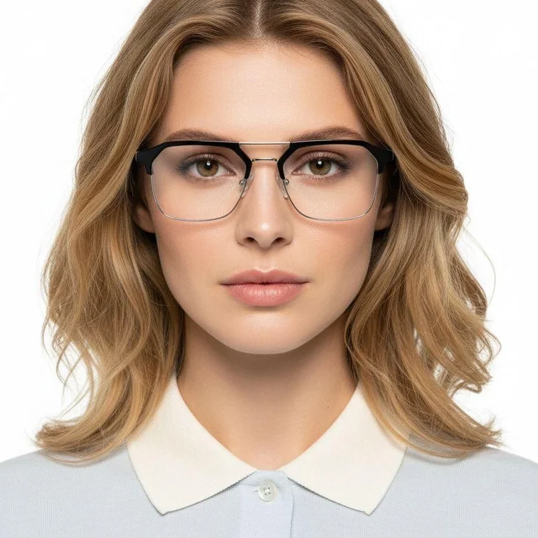 Semi-rimless Silver TR90 Glasses #BS0406-0259