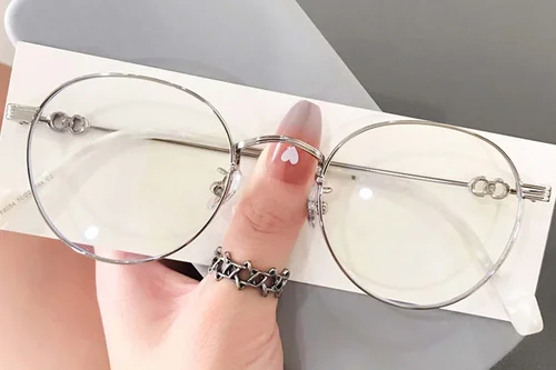 Lunettes ovales en métal argenté #BS0406-0261