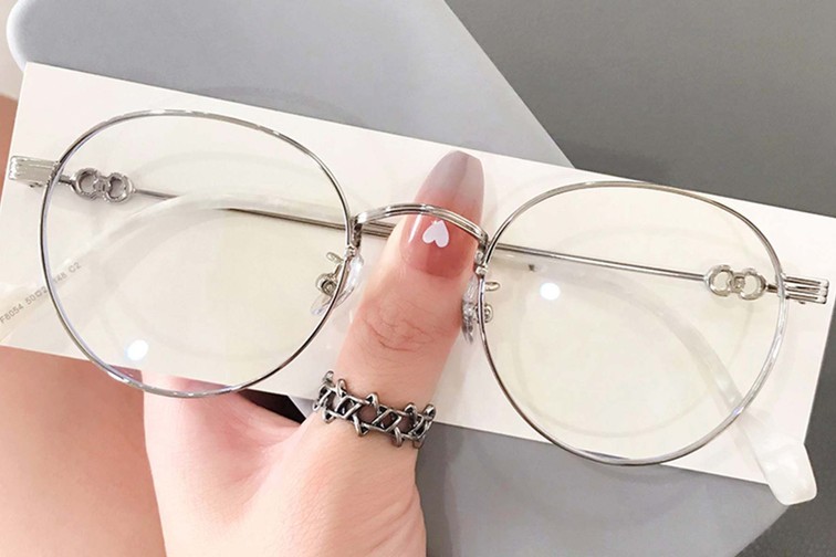 Gafas ovaladas de metal plateado #BS0406-0261