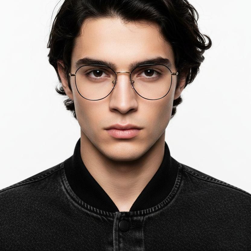 Lunettes ovales en titane noir #BS0406-0271