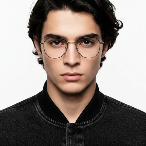 Lunettes ovales en titane noir #BS0406-0271