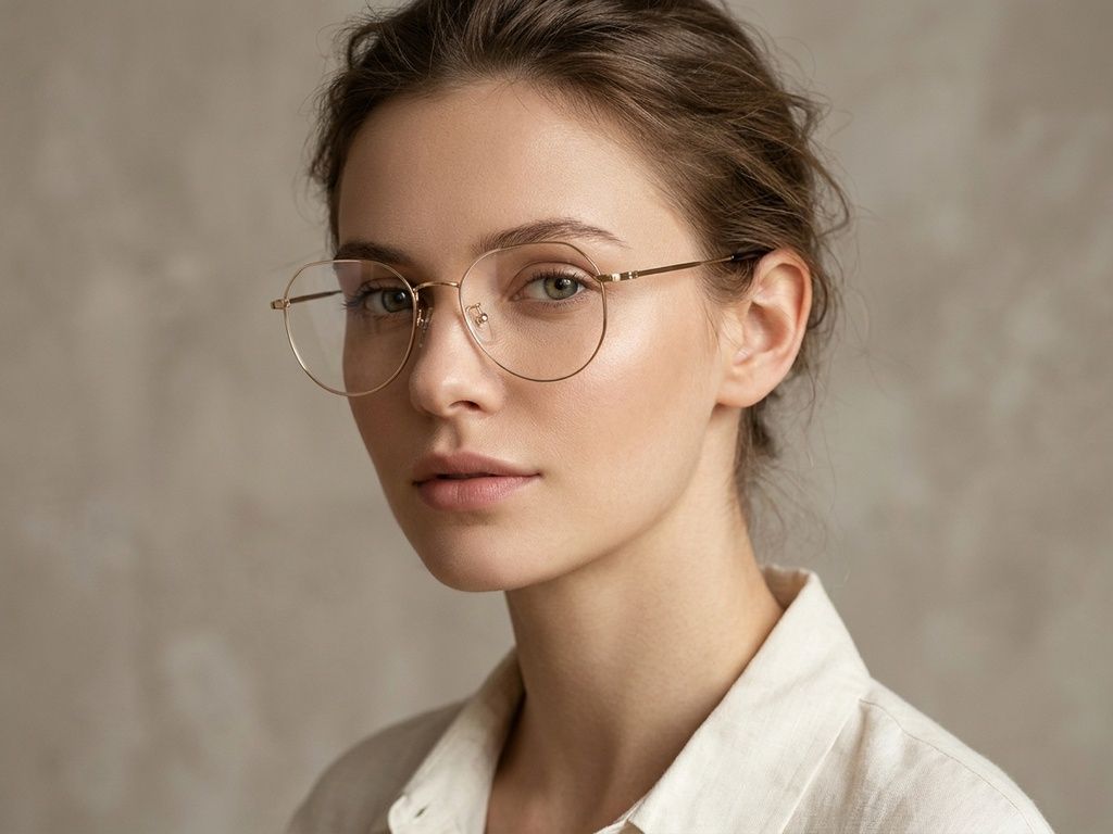 Oval Golden Titanium Glasses #BS0406-0272