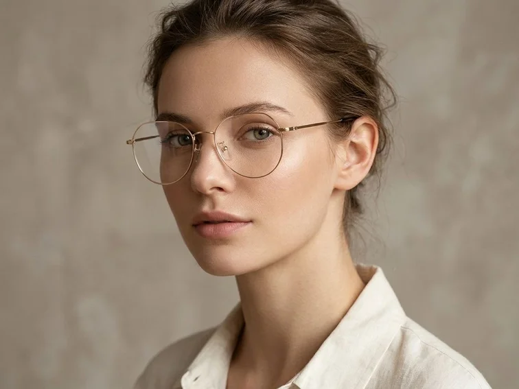 Oval Golden Titanium Glasses #BS0406-0272