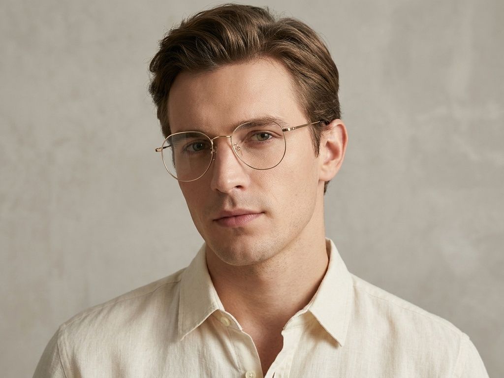 Oval Golden Titanium Glasses #BS0406-0272