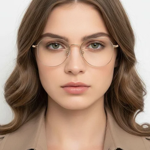 Lunettes ovales en titane doré #BS0406-0272