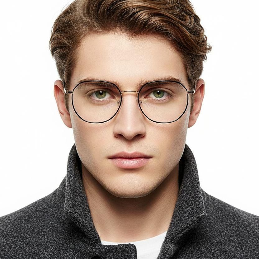 Gafas geométricas de metal negro #BS0406-0285