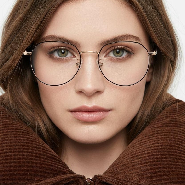 Gafas geométricas de metal negro #BS0406-0285