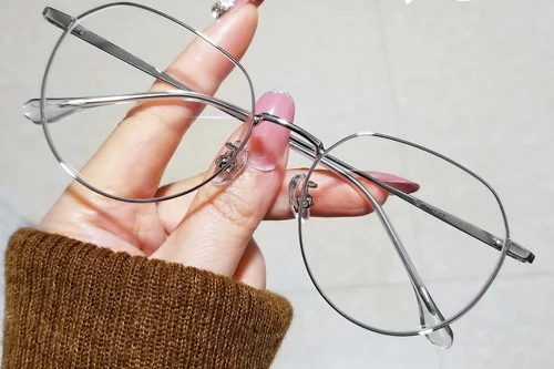 Lunettes géométriques en métal argenté #BS0406-0286