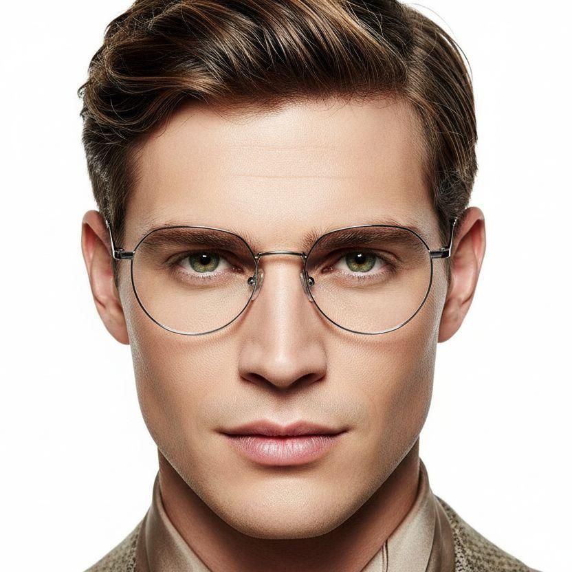 Gafas geométricas de metal plateado #BS0406-0286