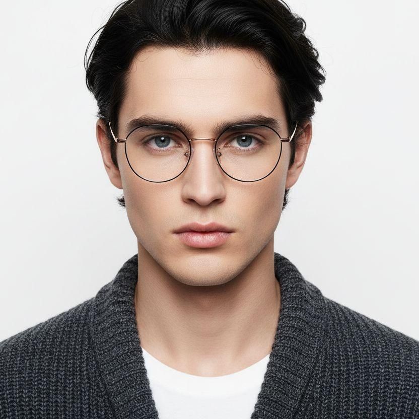 Gafas ovaladas de titanio negro #BS0406-0323