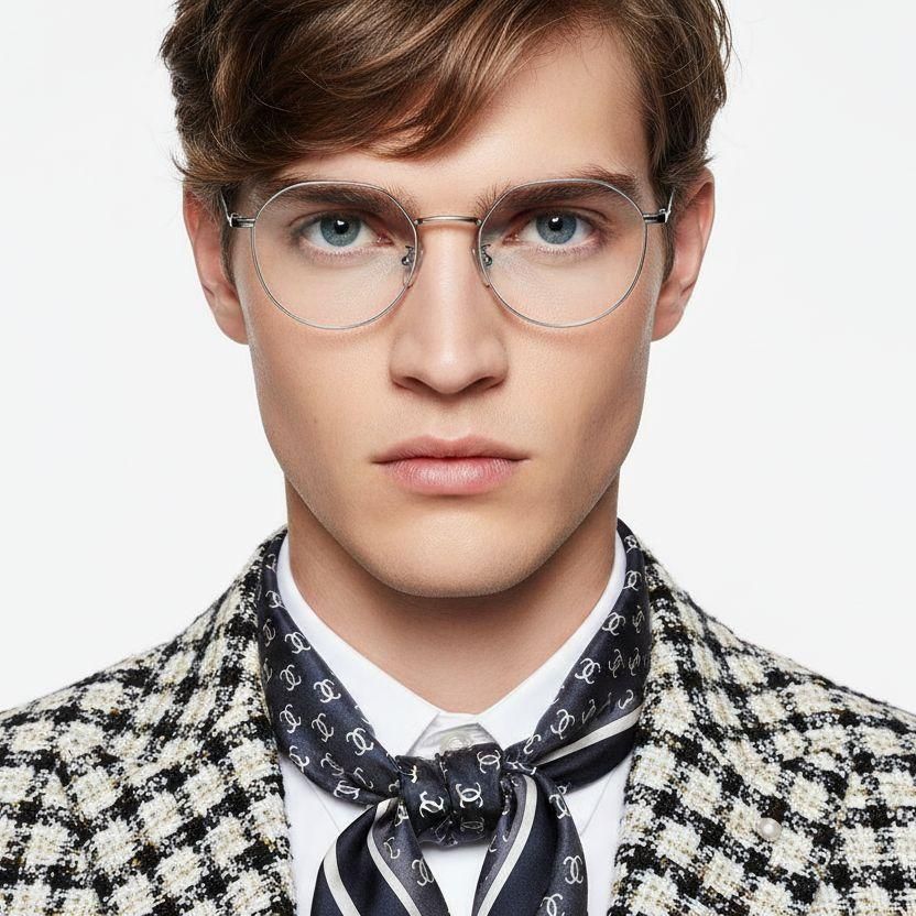 Gafas ovaladas de titanio plateado #BS0406-0324