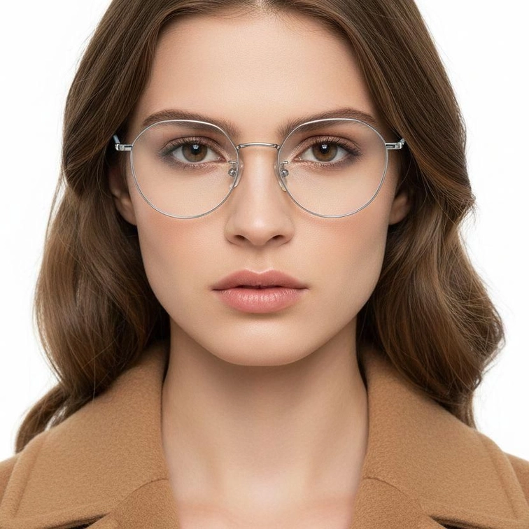 Occhiali ovali in titanio argentato #BS0406-0324