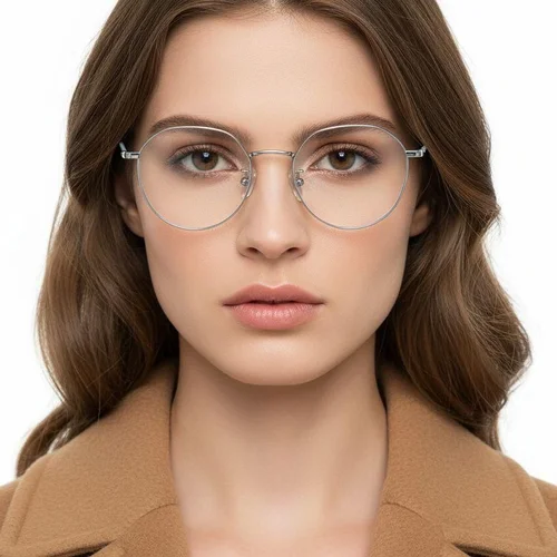 Lunettes ovales en titane argenté #BS0406-0324