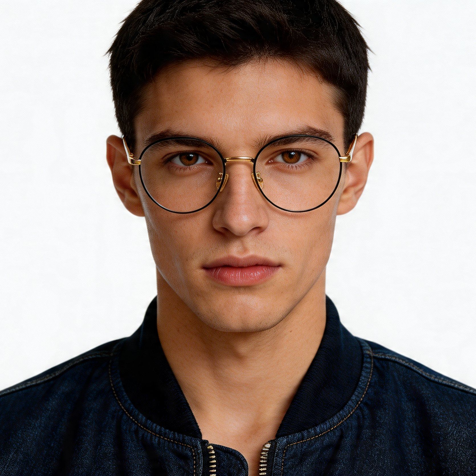 Lunettes ovales en titane doré #BS0406-0325