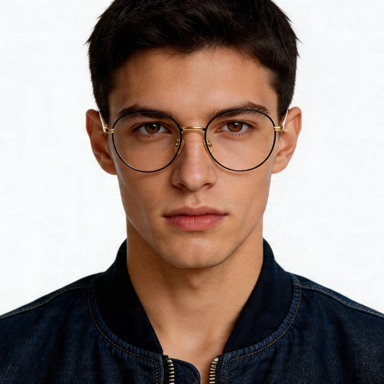 Lunettes ovales en titane doré #BS0406-0325