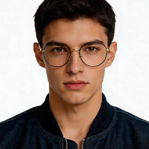 Lunettes ovales en titane doré #BS0406-0325