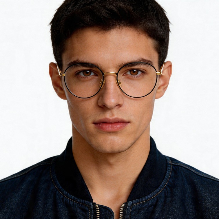 Gafas ovaladas de titanio dorado #BS0406-0325