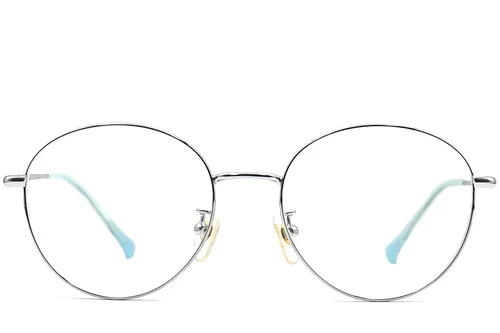 Lunettes ovales en titane argenté #BS0406-0326