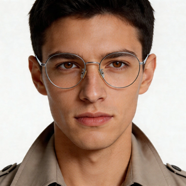 Oval Silver Titanium Glasses #BS0406-0326