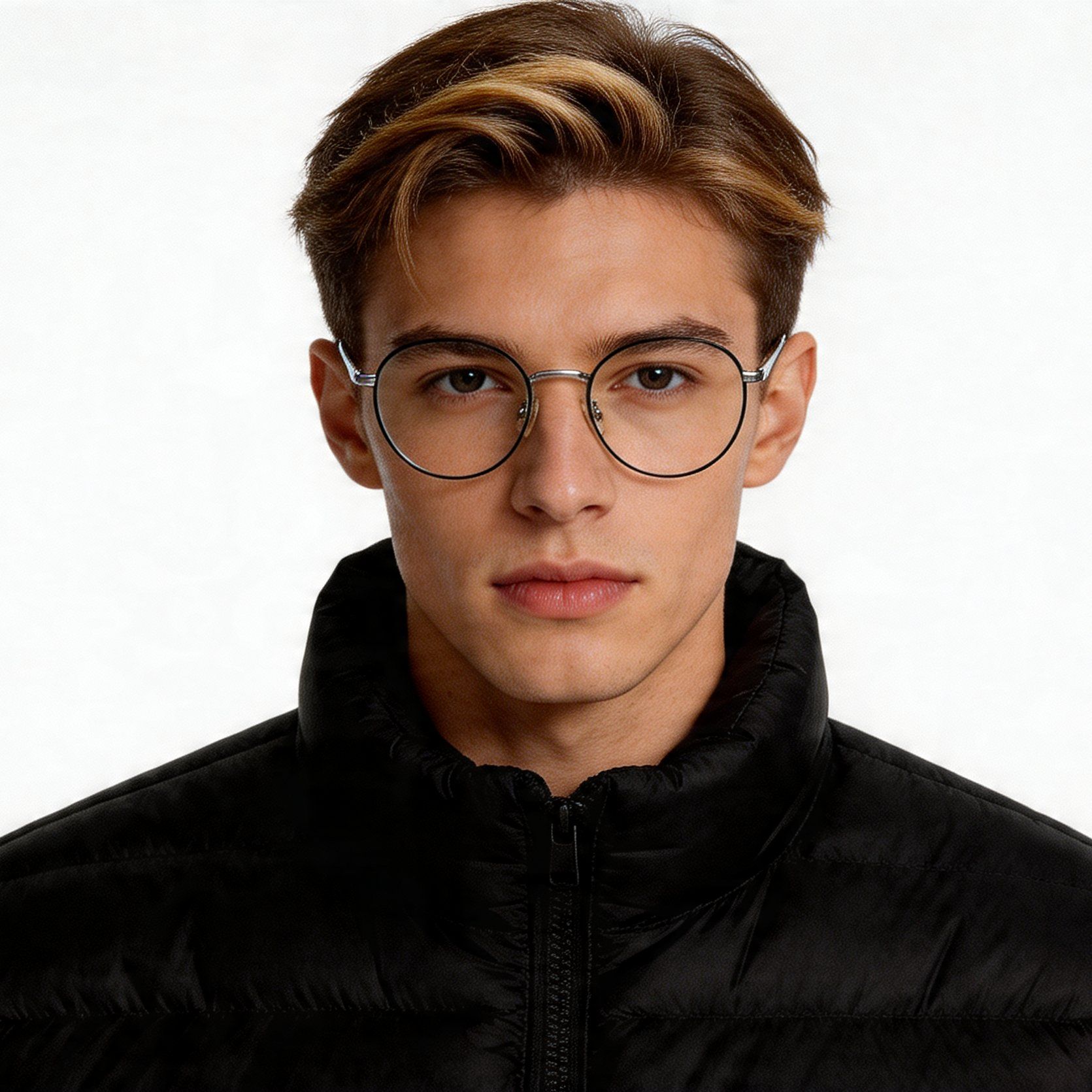 Gafas ovaladas de titanio negro #BS0406-0327