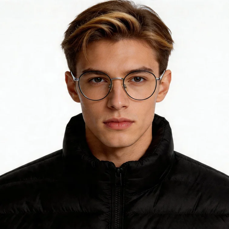 Gafas ovaladas de titanio negro #BS0406-0327