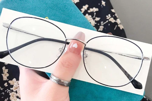 Lunettes ovales en titane argenté #BS0406-0329