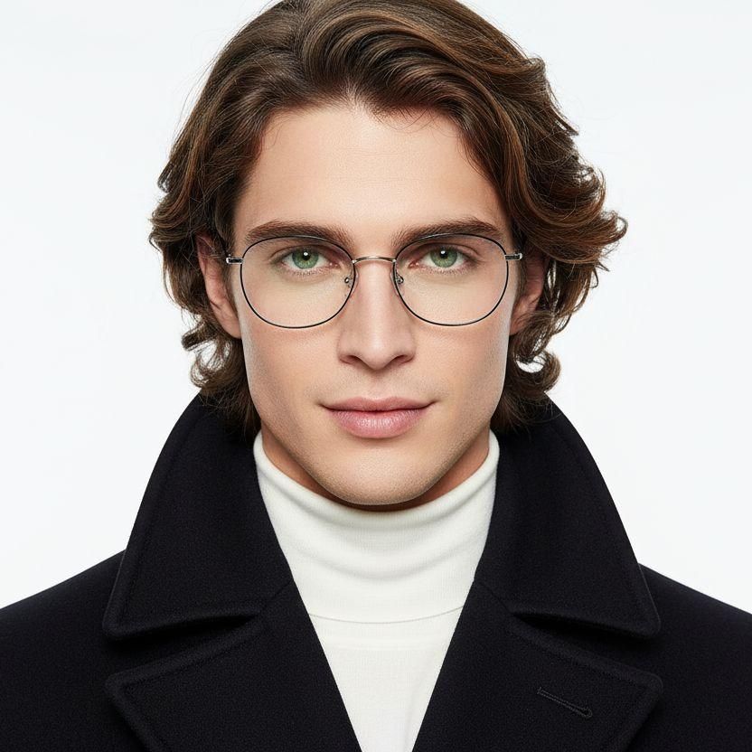 Oval Silver Titanium Glasses #BS0406-0329
