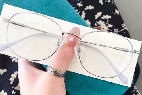Lunettes ovales en titane argenté #BS0406-0330