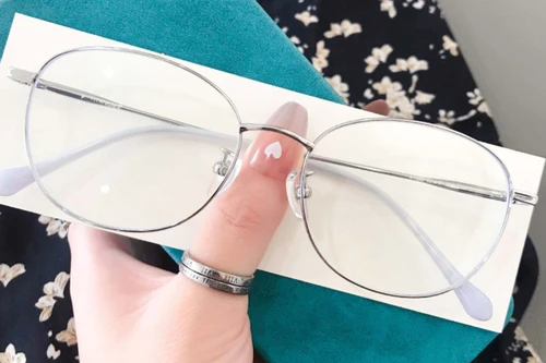 Lunettes ovales en titane argenté #BS0406-0330