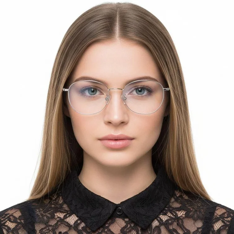 Oval Silver Titanium Glasses #BS0406-0330