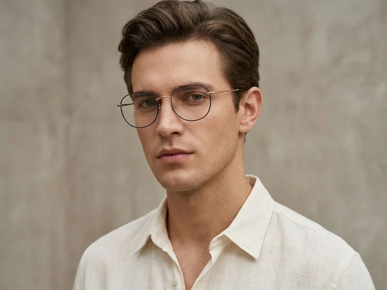 Oval Golden Titanium Glasses #BS0406-0331
