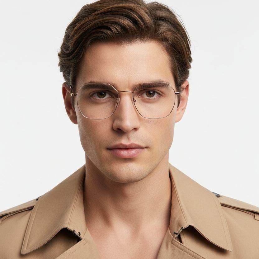 Gafas geométricas de titanio rosa #BS0406-0332