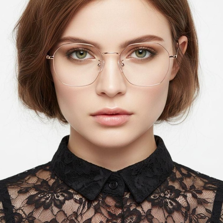 Gafas geométricas de titanio rosa #BS0406-0332