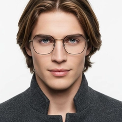 Gafas geométricas de titanio dorado #BS0406-0333