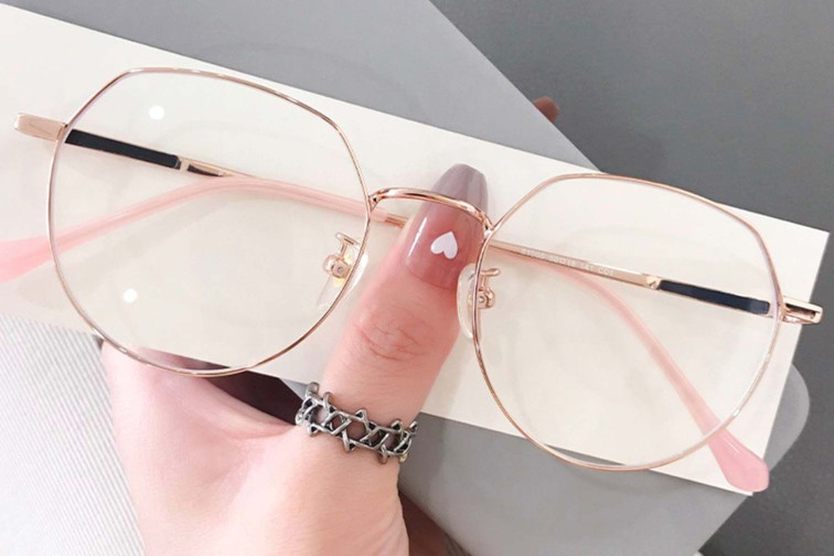 Gafas geométricas de titanio rosa #BS0406-0334