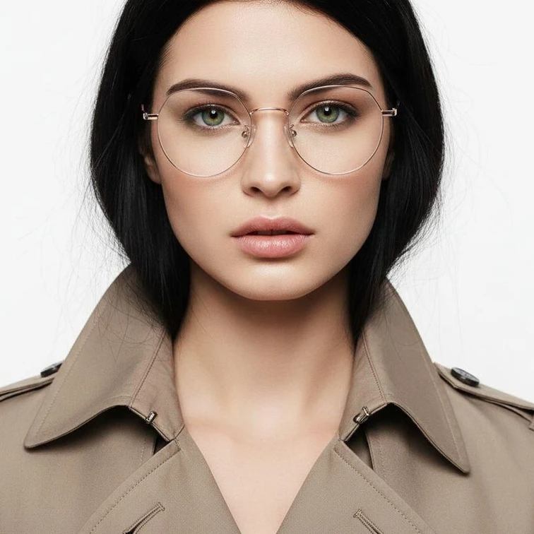 Gafas geométricas de titanio rosa #BS0406-0334