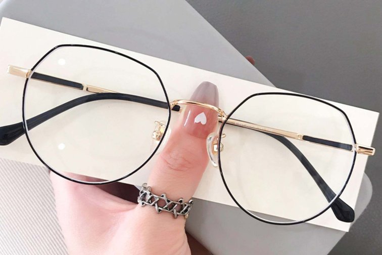 Gafas geométricas de titanio dorado #BS0406-0335