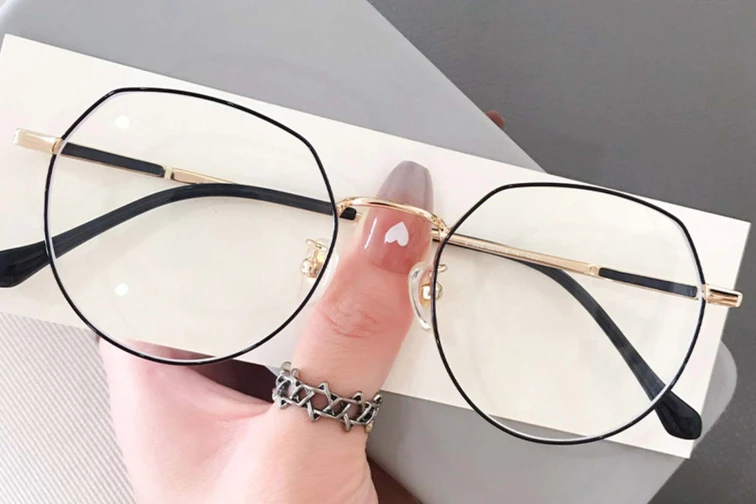 Gafas geométricas de titanio dorado #BS0406-0335