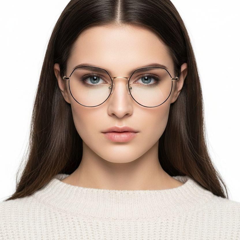 Gafas geométricas de titanio dorado #BS0406-0335