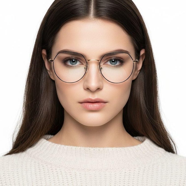 Gafas geométricas de titanio dorado #BS0406-0335