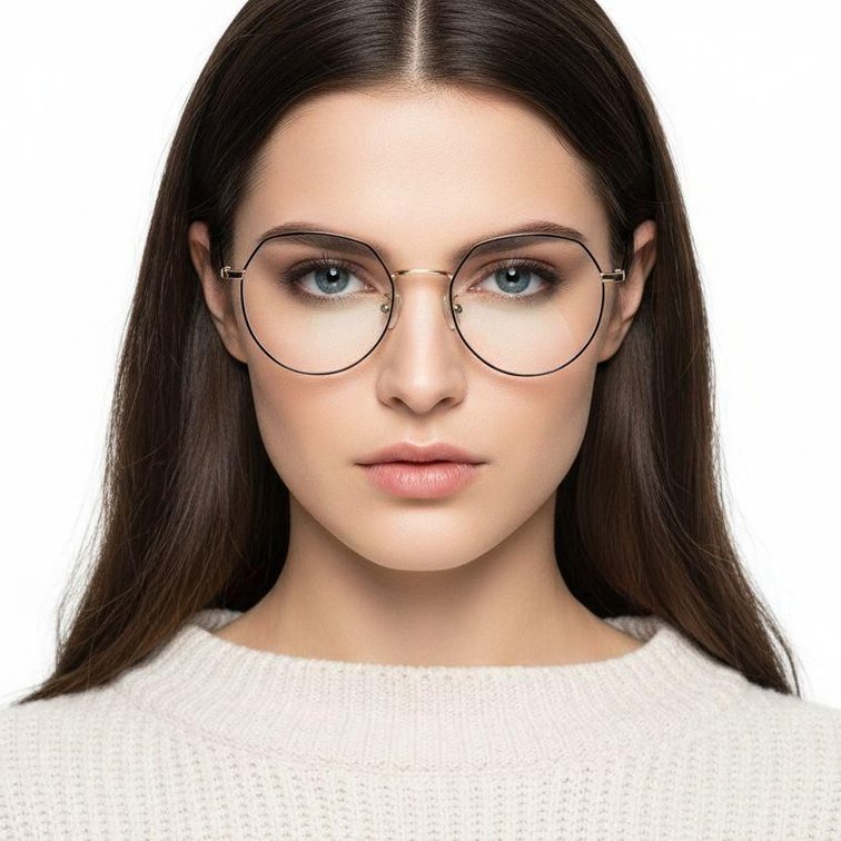 Gafas geométricas de titanio dorado #BS0406-0335