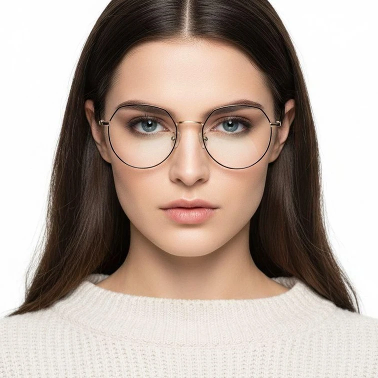 Gafas geométricas de titanio dorado #BS0406-0335