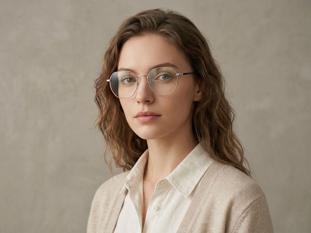 Geometrische Silber-Titanbrille #BS0406-0336