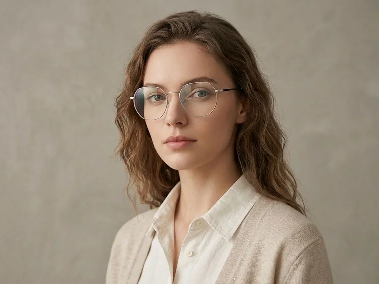 Geometrische Silber-Titanbrille #BS0406-0336