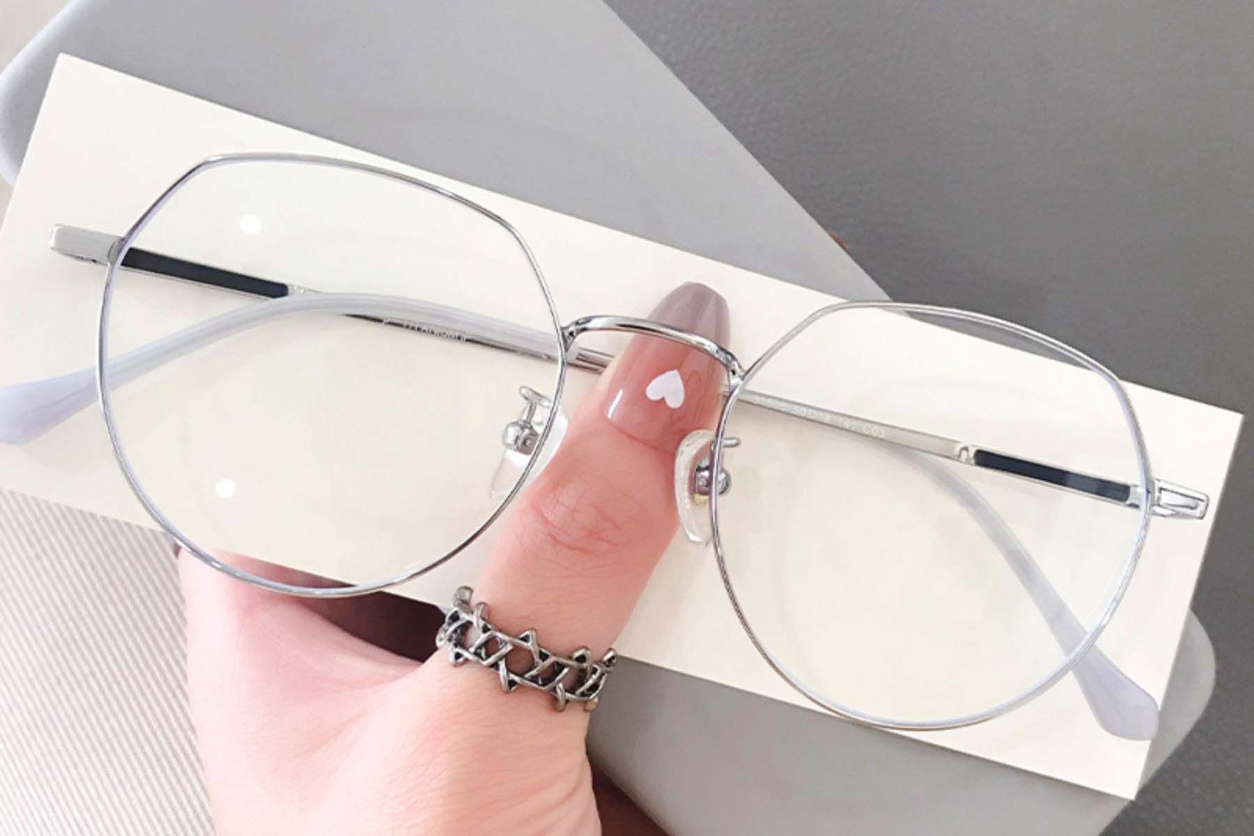 Geometric Silver Titanium Glasses #BS0406-0336